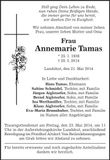 Traueranzeige Annemarie Tamas