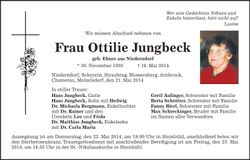 Traueranzeige Ottilie Jungbeck