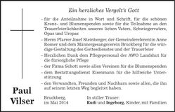 Traueranzeige Paul Vilser