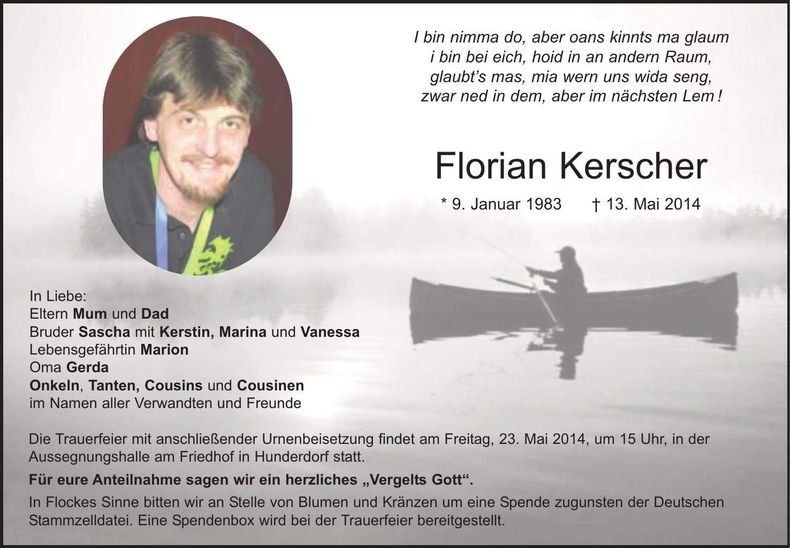 Traueranzeige Florian Kerscher