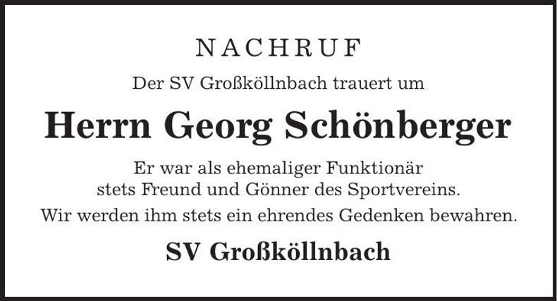 Traueranzeige Georg Schönberger