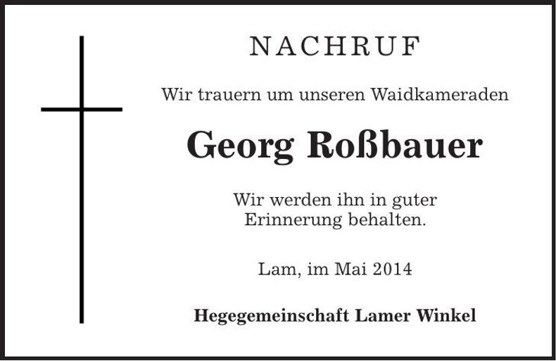 Traueranzeige Georg Roßbauer