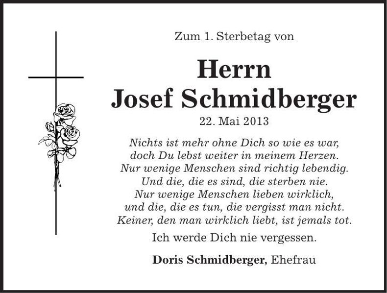 Traueranzeige Josef Schmidberger