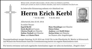 Traueranzeige Erich Kerbl