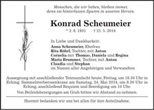 Traueranzeige Konrad Scheumeier