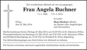 Traueranzeige Angela Buchner