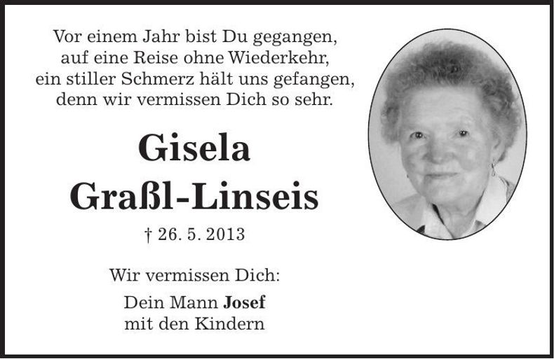 Traueranzeige Gisela Graßl-Linseis