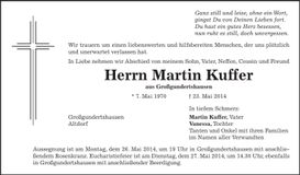Traueranzeige Martin Kuffer