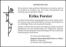 Traueranzeige Erika Forster