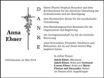 Traueranzeige Anna Ebner