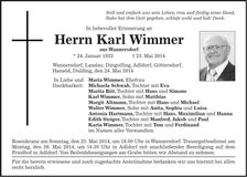 Traueranzeige Karl Wimmer