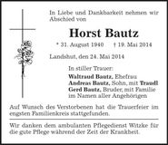 Traueranzeige Horst Bautz