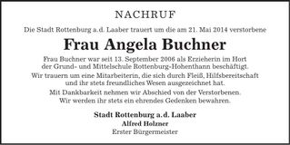 Traueranzeige Angela Buchner