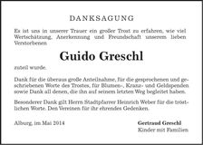 Traueranzeige Guido Greschl