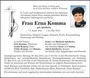 Traueranzeige Erna Komma