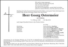Traueranzeige Georg Ostermeier