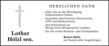 Traueranzeige Lothar Hölzl