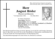 Traueranzeige August Röder