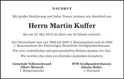 Traueranzeige Martin Kuffer