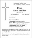 Traueranzeige Erna Müller
