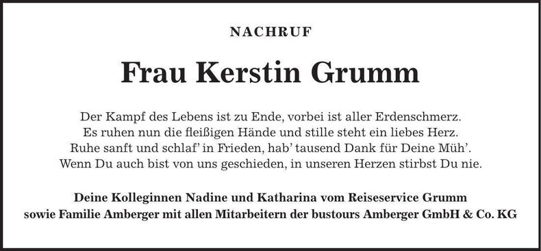 Traueranzeige Kerstin Grumm