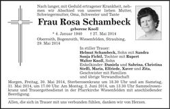 Traueranzeige Rosa Schambeck