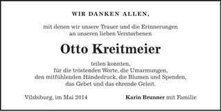 Traueranzeige Otto Kreitmeier