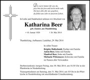 Traueranzeige Katharina Beer