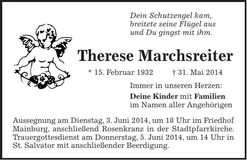 Traueranzeige Therese Marchsreiter