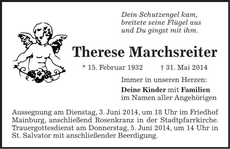 Traueranzeige Therese Marchsreiter