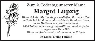 Traueranzeige Margot Lupzig