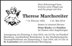 Traueranzeige Therese Marchsreiter