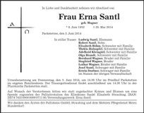 Traueranzeige Erna Santl