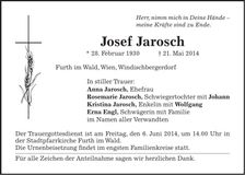Traueranzeige Josef Jarosch