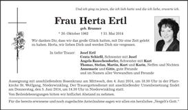 Traueranzeige Herta Ertl