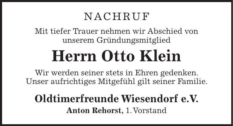 Traueranzeige Otto Klein
