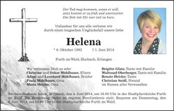 Traueranzeige Helena Mühlbauer