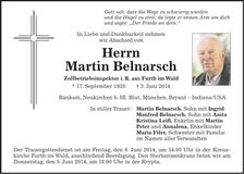Traueranzeige Martin Belnarsch