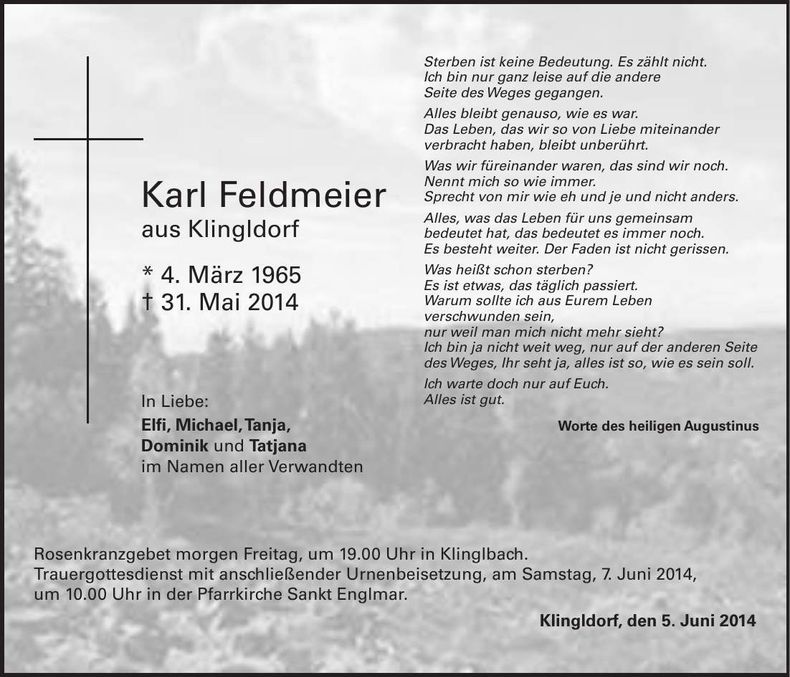 Traueranzeige Karl Feldmeier