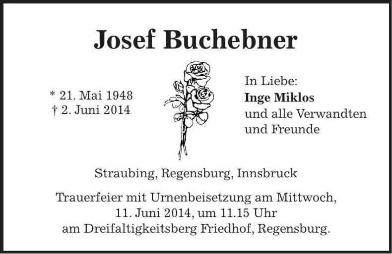 Traueranzeige Josef Buchebner