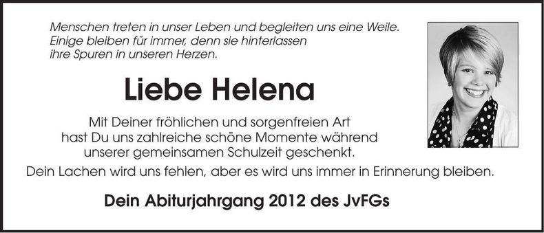 Traueranzeige Helena 
