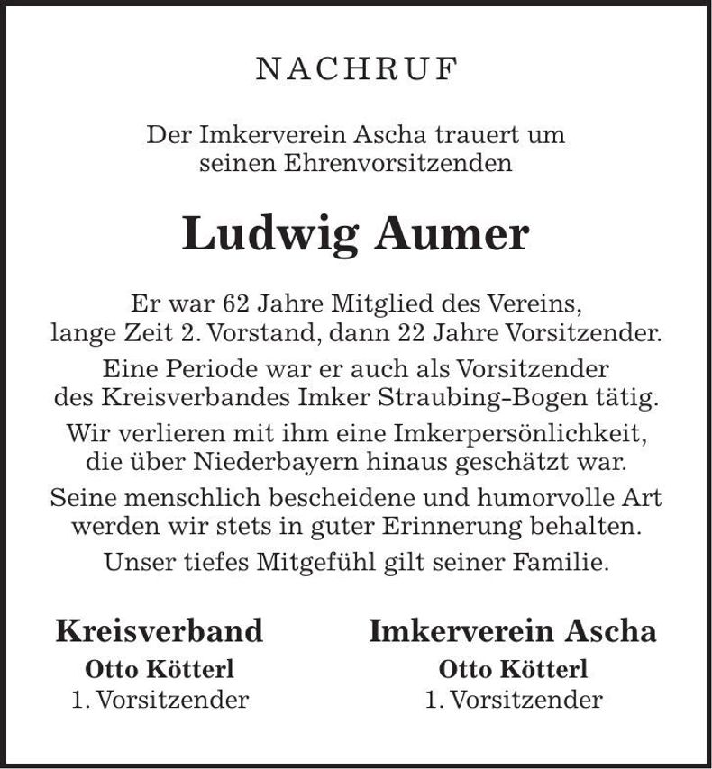 Traueranzeige Ludwig Aumer