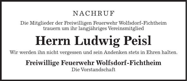 Traueranzeige Ludwig Peisl