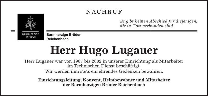Traueranzeige Hugo Lugauer