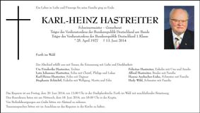 Traueranzeige Karl-Heinz Hastreiter