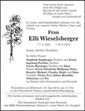 Traueranzeige Elli Wieselsberger