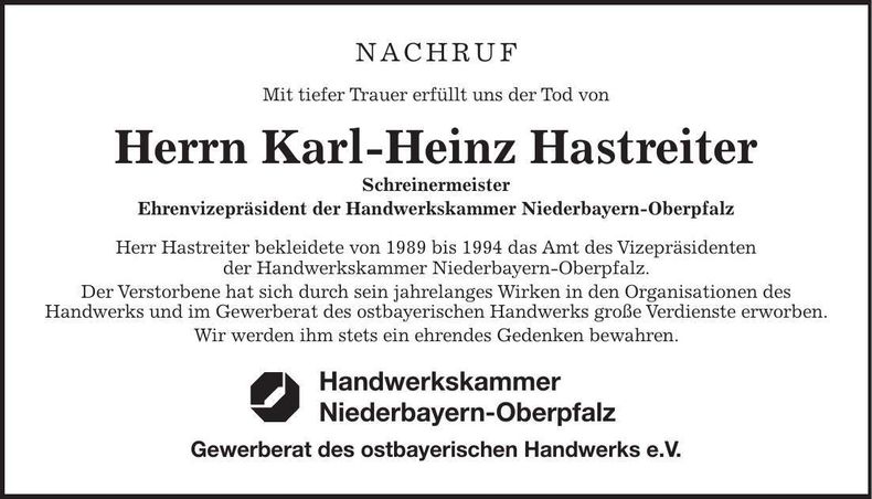Traueranzeige Karl-Heinz Hastreiter