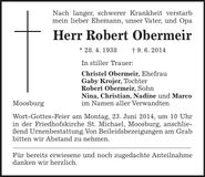 Traueranzeige Robert Obermeir