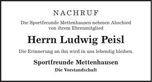Traueranzeige Ludwig Peisl