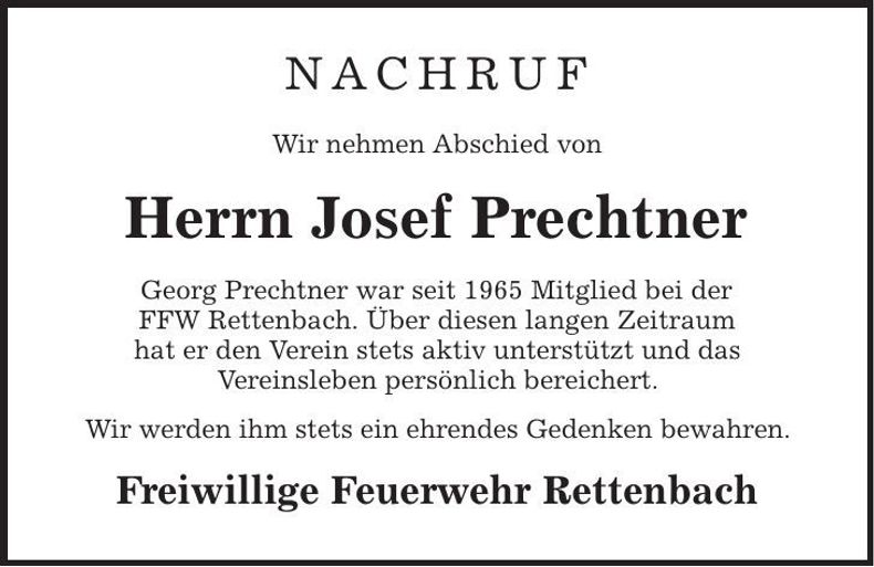 Traueranzeige Josef Prechtner
